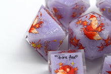 Load image into Gallery viewer, Fire Fox- 3 Colors Purple,Brown,Yellow- polyhedral set [Sharp Edge] Hand made
