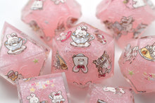 Load image into Gallery viewer, Amusement Park Bunny Dice- polyhedral set [Sharp Edge] Hand made
