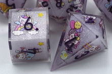 Load image into Gallery viewer, Unicorn Dreams Dice- polyhedral set [Sharp Edge] Hand made
