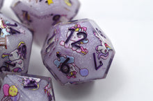 Load image into Gallery viewer, Unicorn Dreams Dice- polyhedral set [Sharp Edge] Hand made
