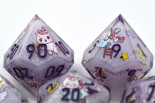 Load image into Gallery viewer, Unicorn Dreams Dice- polyhedral set [Sharp Edge] Hand made
