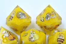 Load image into Gallery viewer, Bee Kitten Dice [Handmade Dice Set]
