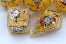 Load image into Gallery viewer, Wall Clock Dice - 2 Colors - Gold and silver- polyhedral set [Sharp Edge] Hand made (Copy)
