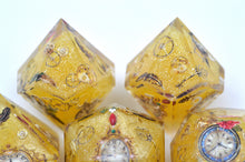 Load image into Gallery viewer, Wall Clock Dice - 2 Colors - Gold and silver- polyhedral set [Sharp Edge] Hand made (Copy)
