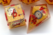 Load image into Gallery viewer, Wall Clock Dice - 2 Colors - Gold and silver- polyhedral set [Sharp Edge] Hand made (Copy)
