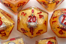Load image into Gallery viewer, Wall Clock Dice - 2 Colors - Gold and silver- polyhedral set [Sharp Edge] Hand made (Copy)
