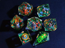 Load image into Gallery viewer, Cat adventurer dice Diorama - polyhedral set [Sharp Edge] Hand made
