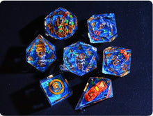 Load image into Gallery viewer, Cat adventurer dice Diorama - polyhedral set [Sharp Edge] Hand made
