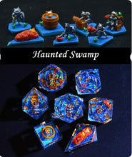 Load image into Gallery viewer, Cat adventurer dice Diorama - polyhedral set [Sharp Edge] Hand made
