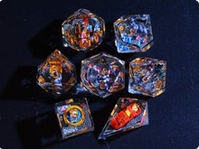 Load image into Gallery viewer, Cat adventurer dice Diorama - polyhedral set [Sharp Edge] Hand made
