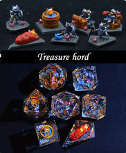 Load image into Gallery viewer, Cat adventurer dice Diorama - polyhedral set [Sharp Edge] Hand made
