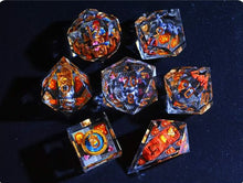 Load image into Gallery viewer, Cat adventurer dice Diorama - polyhedral set [Sharp Edge] Hand made
