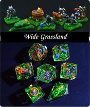 Load image into Gallery viewer, Cat adventurer dice Diorama - polyhedral set [Sharp Edge] Hand made
