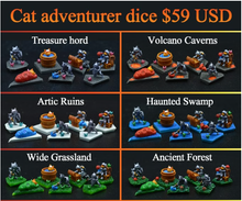 Load image into Gallery viewer, Cat adventurer dice Diorama - polyhedral set [Sharp Edge] Hand made
