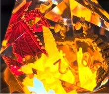 Load image into Gallery viewer, Dragon dice 45mm.Diorama Chonk + LED Dice stand-  [Sharp Edge] Hand made
