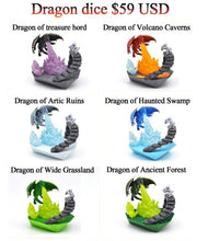 Load image into Gallery viewer, Dragon dice 45mm.Diorama Chonk + LED Dice stand-  [Sharp Edge] Hand made

