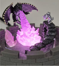 Load image into Gallery viewer, Dragon dice 45mm.Diorama Chonk + LED Dice stand-  [Sharp Edge] Hand made
