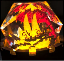 Load image into Gallery viewer, Dragon dice 45mm.Diorama Chonk + LED Dice stand-  [Sharp Edge] Hand made
