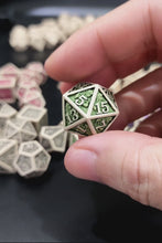 Load and play video in Gallery viewer, Hero Class Dice - Green [polyhedral set Sharp Edge-Handmade]
