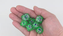 Load and play video in Gallery viewer, Eye Rolling Dice - Dark Green Color - polyhedral set [Sharp Edge] Hand made
