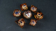Load image into Gallery viewer, Eye Rolling Dice - Brown Color - polyhedral set [Sharp Edge] Hand made
