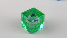 Load image into Gallery viewer, Eye Rolling Dice - Dark Green Color - polyhedral set [Sharp Edge] Hand made
