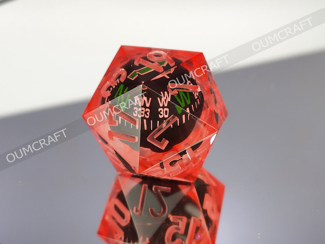 Compass Dice 32mm - Red color [Handmade - made to order]