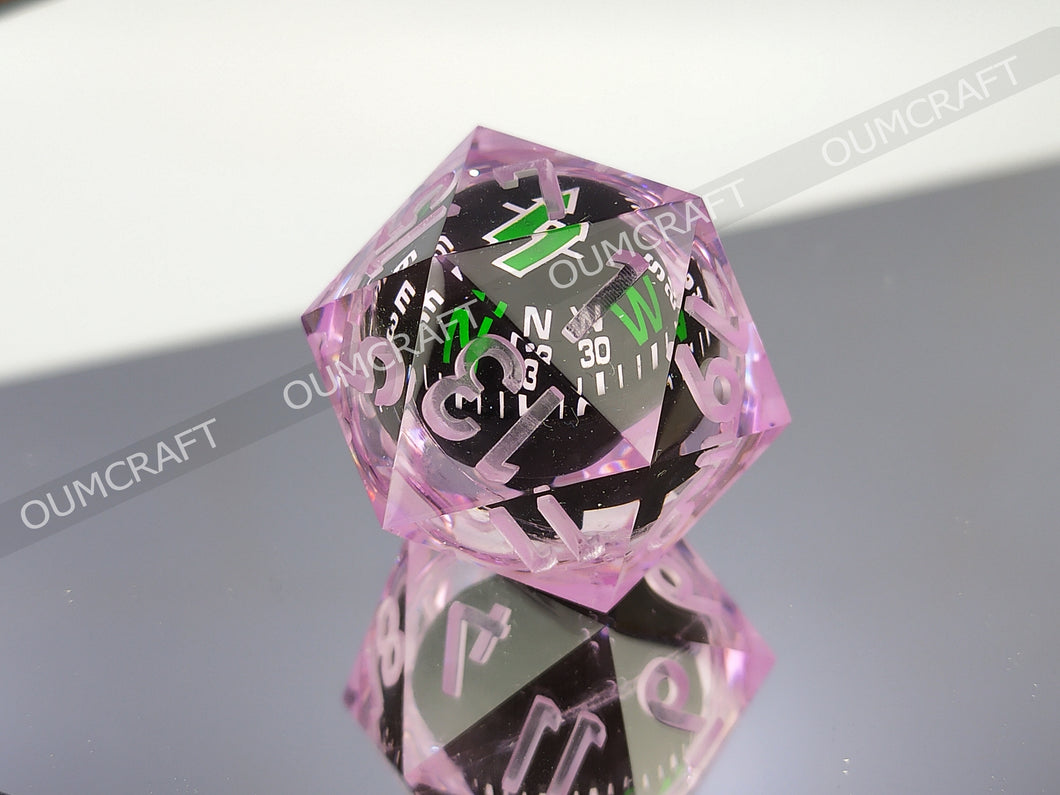 Compass Dice 32mm - Purple color [Handmade - made to order]