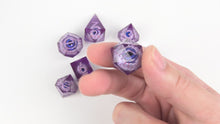 Load and play video in Gallery viewer, Eye Rolling Dice - Dark Purple Color - polyhedral set [Sharp Edge] Hand made
